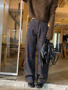 DAZY Quần jeans nữ in họa tiết hoa, phong cách nữ tính, đường phố, thời trang Hàn Quốc. - Màu xanh lam - Xem 4