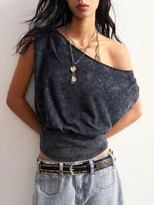 Bohemela Women's Casual Solid Color Knit T-Shirt, Summer Top Night Out Dark Grey - Black - View 5
