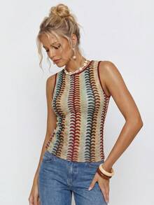 Avantive Women's Casual Striped Tank Top, Summer - Multicolor - View 1