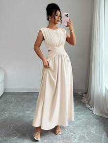 Women Midi Dresses - 杏色 - 查看 7