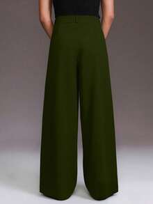 STYNVO Men's Casual Solid Color Straight Leg Pants, Versatile For Daily Wear & Commuting - Army Green - View 2