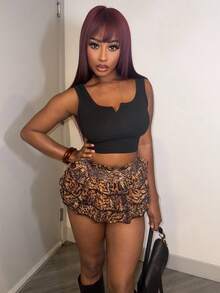 Chea Andrea Shorts cortos sexy de cintura baja estilo streetwear para verano - Marrón - Ver 5