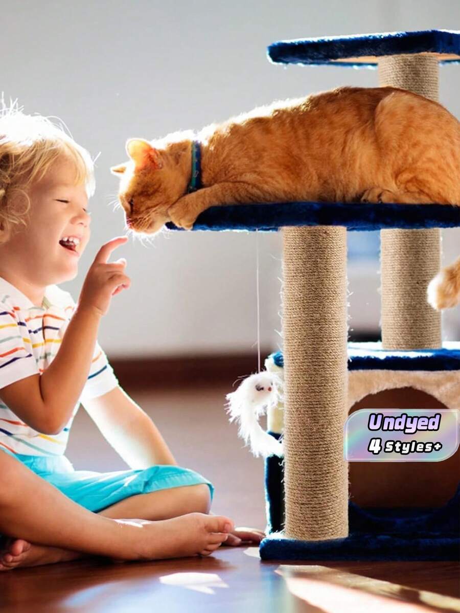 2 postes de reemplazo de árbol para gatos de cuerda de sisal, materiales DIY de cuerda de sisal amarilla para postes rascadores de gatos - Amarillo - Ver 1