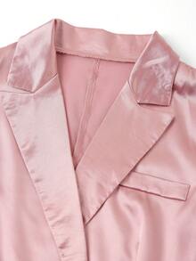 Ellevyn Collared Waist Gathered Pleated Dress, Elegant Office Wear - Pink - View 5