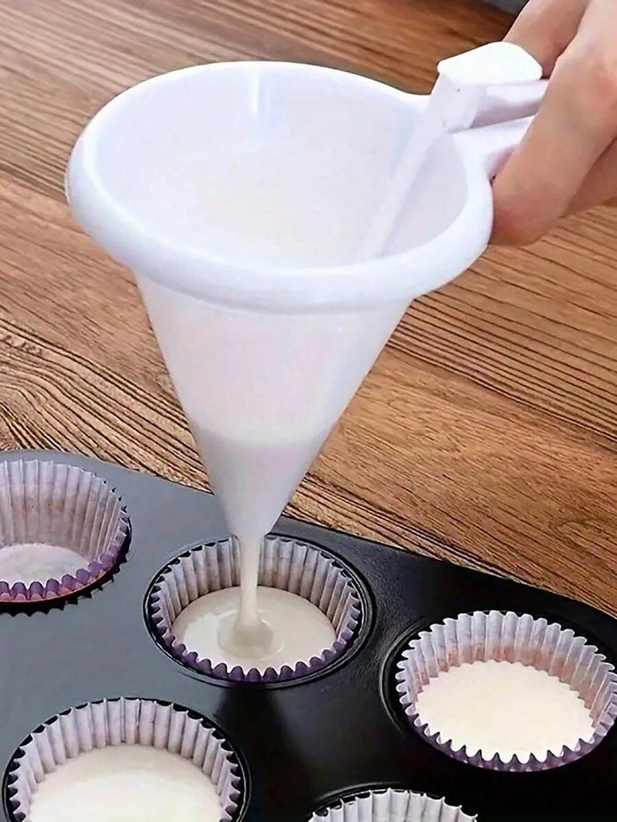 1/2pcs Adjustable Hand-Held Portion Funnel, Baking Batter Dispenser, Cream Dispenser, PP Plastic Pancake And Cupcake Batter Dispenser With Stand, Multifunctional Chocolate Dispenser - Ideal For Restaurants, Food Trucks, Bakeries - View 1
