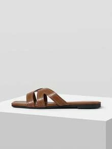 Mnmlis Sandalias planas de moda para mujer, uso diario casual para el verano - Marrón - Ver 5