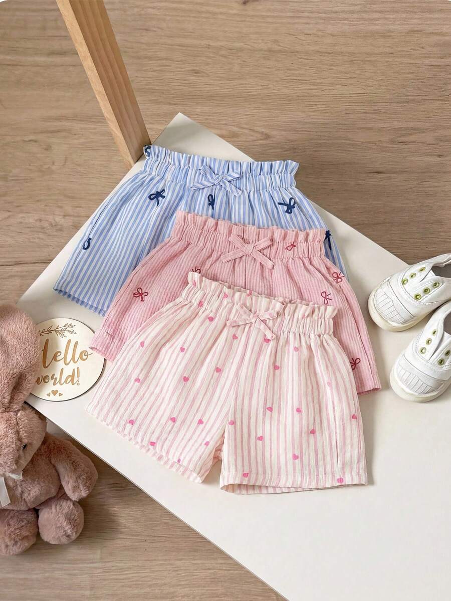 Bộ 3 quần short bé gái mùa hè, màu trơn, cạp chun. - Nhiều màu - Xem 1
