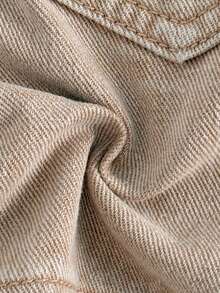 Pantalones cortos de carga de mezclilla holgados de color caqui para niños pequeños - Caqui - Ver 6