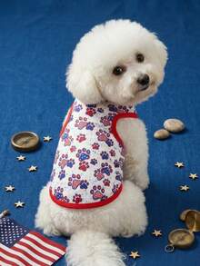 PETSIN Independence Day Vest With Dog Paw Print & Star-Stripe Pattern - Universal For Cats And Dogs - Multicolor - View 2