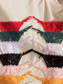 Lullawish 12 Stück/Set romantische, sexy Spitzen-Damen-Tanga, verschiedene Farben - Verschiedenfarbig - Übersicht 4