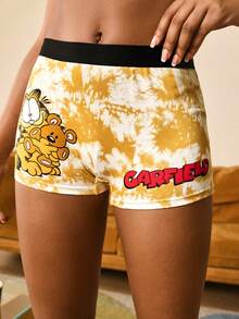 GARFIELD | SHEIN 卡通印花文胸内裤套装 - 黃色 - 查看 7