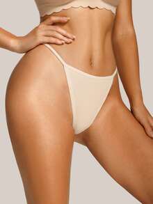 1 pieza Tanga cómodo y minimalista de tela modal para mujer - Albaricoque - Ver 5