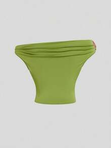 Sweetra Plus Size Spring New Design Sense High Street Elegant Loose Fitted Off-Shoulder Retro Sexy Fitted Comfortable Outdoor Green 2-Piece Set - Green - View 4