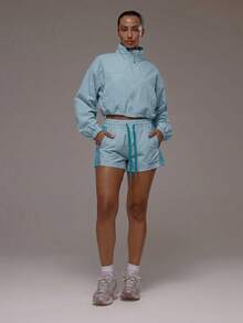 Musera Sport Quần short thể thao năng động, nhẹ, có dây rút, phối màu tương phản, chỉ dành cho tập luyện thể thao, tập gym, pilates, thể dục, hàng ngày, nữ tính, thoải mái, nóng bức. - Màu xanh nhạt - Xem 5