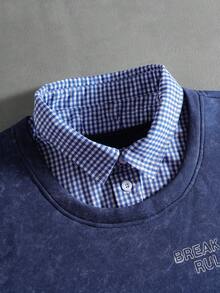 ROMWE MEN Prep 男士休闲骷髅头印花 Polo 衫，二合一设计，通勤和外出皆宜 - 彩色 - 查看 5