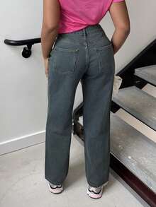 Alexandranx Women's Wide Leg Denim Jeans, Vintage Washed Blue, Long And Loose Fit,Baggy Jeans,Fall Clothes Casual - Medium Wash - View 2