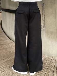 Ngobest Haus Ngobest Haus Men's Solid Color Casual Pleated Wide Leg Pants - Black - View 6