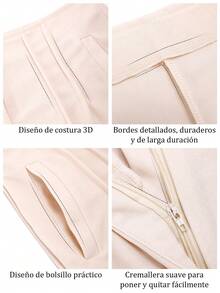 Tight, Shortened, Plain-Colored Work Pants That Fit The Waist - Khaki - View 8