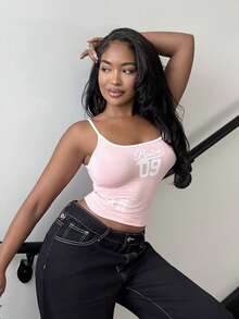 Alexandranx Áo yếm họa tiết tương phản Y2K Streetwear dành cho nữ - Hồng - Xem 4