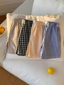 4pcs Kids Boys' Summer Casual Vacation Striped & Plaid Shorts, Beach Shorts, Basic Shorts, Suitable For Summer - Multicolor - View 5