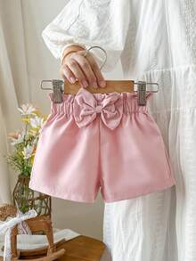 SHEIN 3 chiếc quần short tối giản thường ngày cho bé gái, thích hợp cho mùa hè. - Hồng - Xem 3