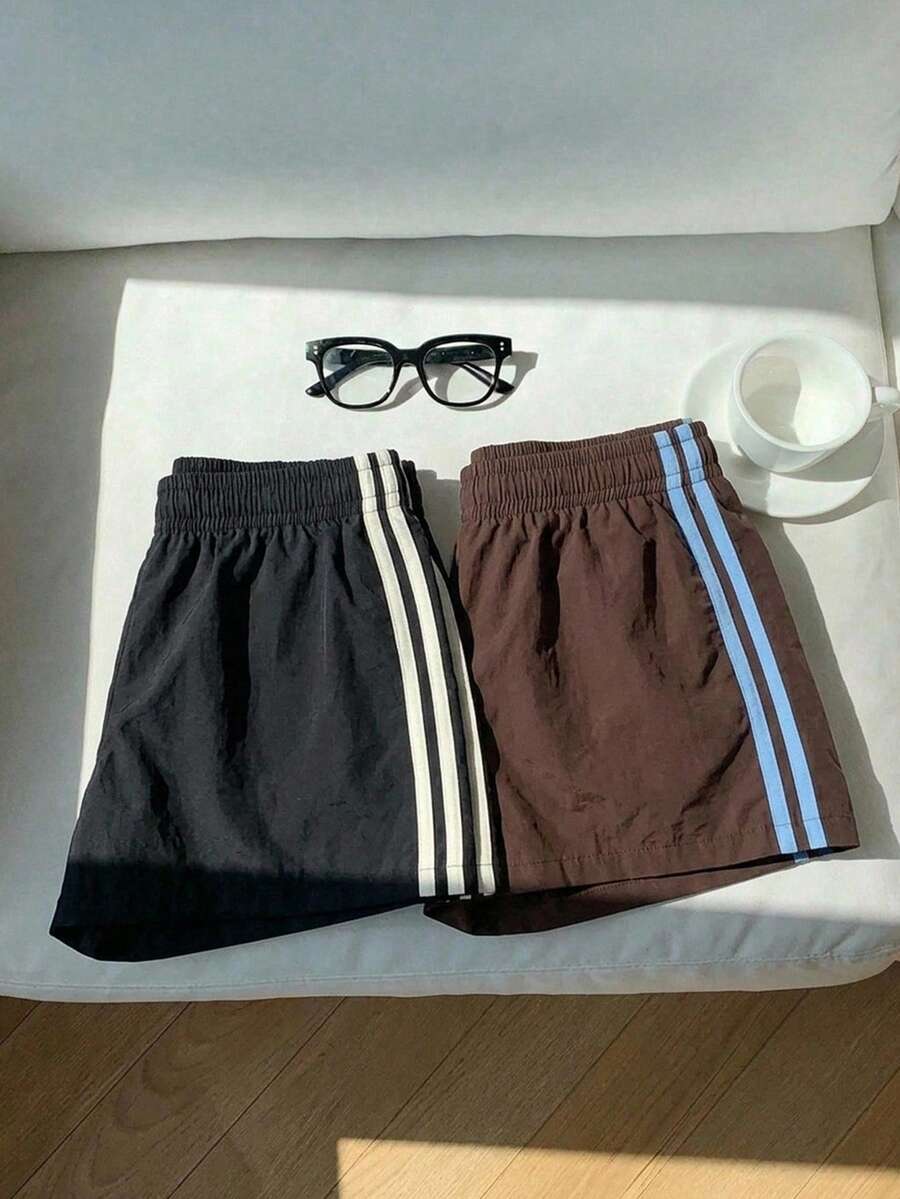 SHEIN EZwear 2件套女士梭织短裤,多色 - 彩色 - 查看 1