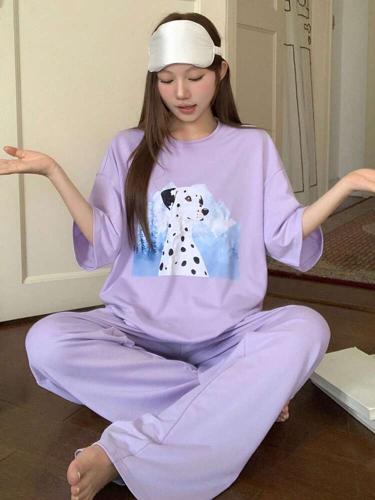 Print Loose Women Pajama Set