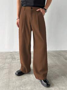 Manfinity Hypemode Men's Thick Wide-Leg Pants For Autumn - Coffee Brown - View 5
