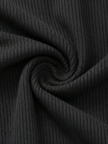 Swim Oasis 大码纯色简约日常穿着露背性感连体泳衣 - 黑色 - 查看 9