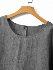 SHEIN Camisa casual de talla grande, primavera/verano - Gris Oscuro - Ver 5