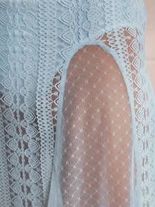 Aralina 女款性感透視蕾絲洋裝，夏季女裝 - 淺藍色 - 查看 4