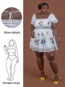 CurvyTilda Vestido largo con estampado floral de estilo bohemio para mujer de talla grande, adecuado para vacaciones, atuendo romántico de verano, ropa de resort para mujer, atuendos de playa, ropa de estilo occidental, vestido largo estampado para mujer - Albaricoque - Ver 1