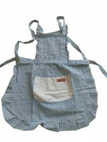 Striped Apron With Pockets, Creates A Clean And Fashionable Workwear Style, Suitable For Kitchen And Home. It Can Be Used To Wipe Hands And Tied Around The Waist. - multicolor - View 8