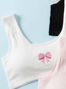 Genkimix Kids Set de 3 piezas de ropa interior tipo camiseta minimalista de moda en blanco, negro y gris, cómoda para adolescentes - Multicolor - Ver 4