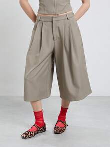 COUREZ Longline Tailored Shorts Y2K Summer Outfits For Women Going Out Business Office Work Casual Autumn Bottoms Clothes Grey - Grey - View 5