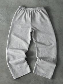 PAVTROS Men's Casual Solid Color Straight Leg Sweatpants - Grey - View 2