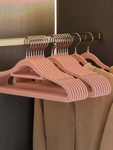 10 Sets Of New Flocking Coat Rack Sets, Home Wardrobe Classification Coat Racks, Anti-Slip And Non-Traceless Two-In-One Coat Rack Brackets For Wardrobes, With Brackets For Hanging Tops, Skirts Or Pants, Saving Space, The Plush Surface Effectively Protects Clothes From Slipping, Strong Load-Bearing Capacity, Suitable For Classifying Clothes In Family Bedrooms, And Can Also Be Used For Drying Clothes. - Multicolor - View 2