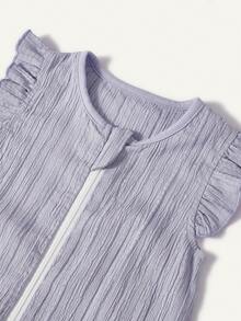 Cozy Pixies 1 Túi ngủ cho bé có xẻ chân, vải jacquard nhăn màu tím, tay áo ren không tay, mềm mại và nhẹ. - Màu tím - Xem 5