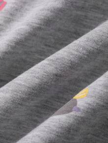 Livesso Set de 2 piezas de pijama de verano con camiseta de manga corta holgada con estampado gráfico y pantalón recto largo para mujer - Gris - Ver 8