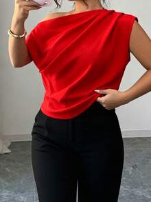 Elenzga Elegant Commuting & Vacation Style Casual Loose Fit Plus Size Women Shirt, Comfortable Fabric, Suitable For Spring, Summer And Autumn - Red - View 7