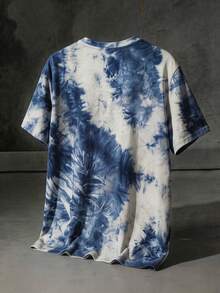 NEON BLANC Áo thun nam tay ngắn dáng rộng, thời trang đường phố, phong cách thường ngày, in họa tiết tie-dye, thích hợp cho kỳ nghỉ hè. - xanh và đen - Xem 1