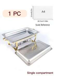 Set Peralatan Makan Hot Pot Ukuran Penuh 8 Quart 1-2-4 Buah, Perlengkapan Penyajian Makanan Stainless Steel dengan Tutup, Baki Makanan, Baki Air, dan Rak Bahan Bakar, Cocok untuk Restoran, Katering, Pesta, dan Pernikahan - Perak - View 13