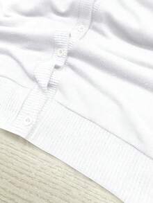 Resyla Áo len cardigan dệt kim cổ tròn tay dài cho nữ, mùa thu/đông - trắng - Xem 3