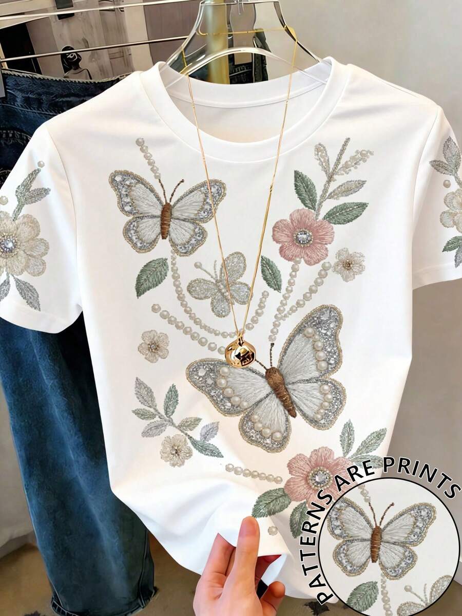 Tween Girls' Casual Comfortable Basic Round Neck Short Sleeve T-Shirt, Suitable For Summer - Multicolor - View 1