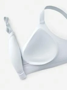 LUVLETTE Dream Curve Air 无钢圈全罩杯无缝侧支撑休闲文胸无痕透气T恤轻薄内衣运动紧身基础款蓝色隐形尺码自由文胸 - 淺藍色 - 查看 7
