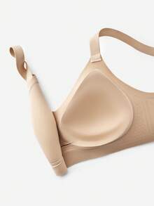 LUVLETTE Bra Tanpa Kawat Tanpa Jahitan dengan Dukungan Samping, Bra Santai, Bralette Tanpa Terlihat, Bernapas, Nyaman, untuk Olahraga, Lengket, Dasar, Warna Kulit, Tak Terlihat, Ukuran Bebas - Merah tua - View 7