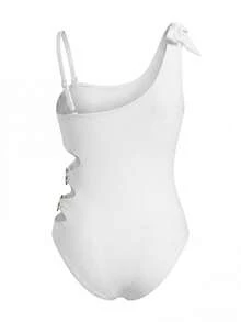 Swim Oasis Plus Size Solid Color Minimalist Curve Sexy One-Piece Swimsuit Beach White Summer - White - View 9
