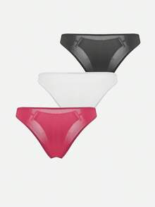 Bella Beso 3入組素色金屬裝飾用品內褲 - 彩色 - 查看 2