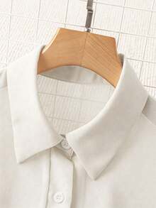 Franclia Collar Basic Transparent Solid Color Minimalist Shirt - Apricot - View 4