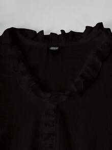 EMERY ROSE Women's Solid Color Casual Versatile Daily Wear Shirt - Black - View 7